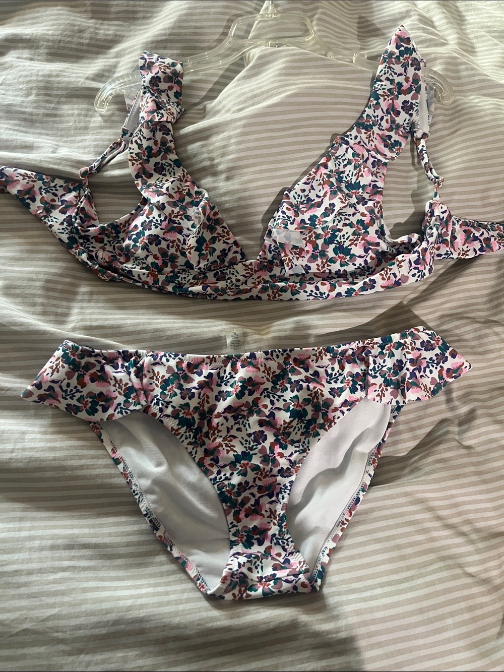 Raisin Floral Ruffle Bikini - Pink, Teal & Cream